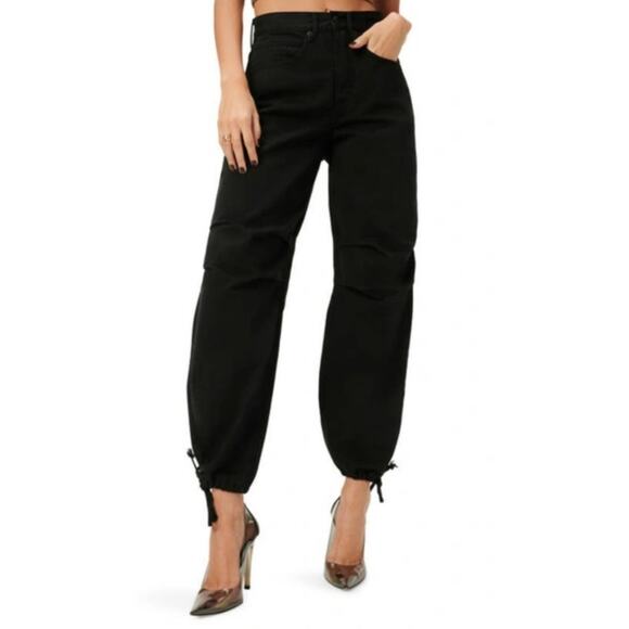 Good American pants Uniform relaxed high rise black size 4/27 - Picture 1 of 7